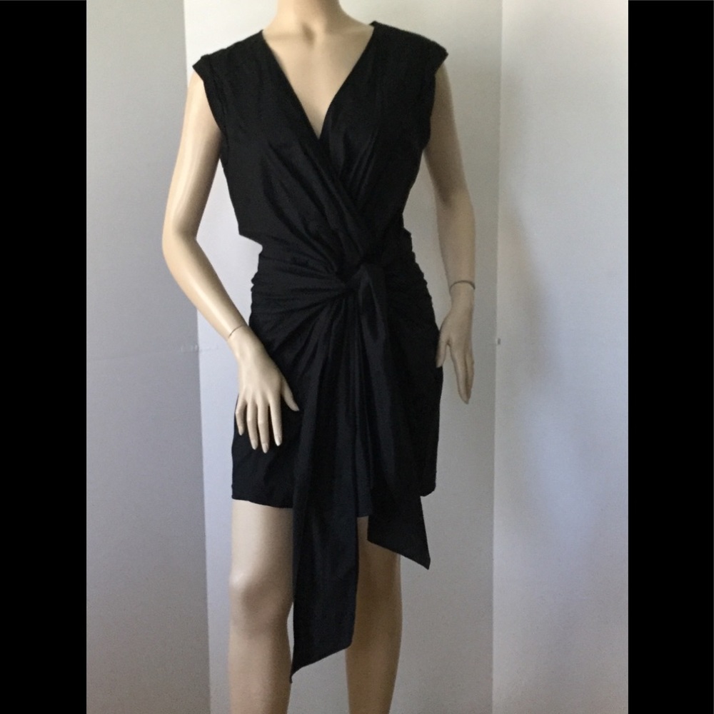 Cynthia Steffe Black Gathered Tie Waist Dress